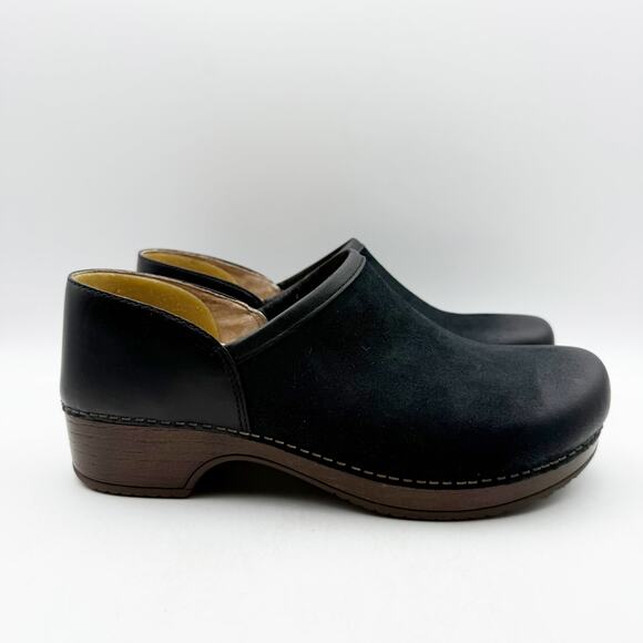 Dansko Womens Brenna Clogs EU 40 US 9.5 Black Burnished Suede Leather NIB - Picture 3 of 12